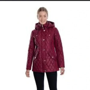 London Fog Water-Resistant Quilted Women's Jacket (Size: XL Color: Burgundy) EUC